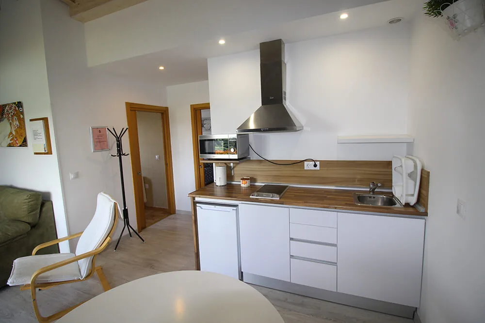 Zona de comedor de un bungalow
